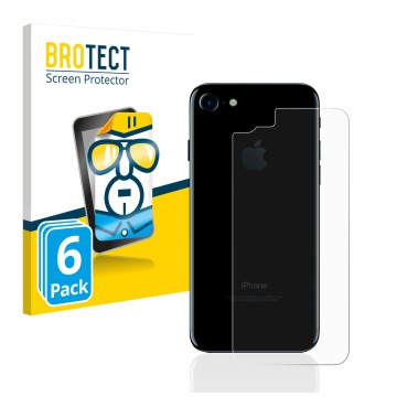 Face avant d’un emballage produit avec le logo de la marque BROTECT. À côté, l’appareil Apple iPhone 7 Le dos (toute la surfac