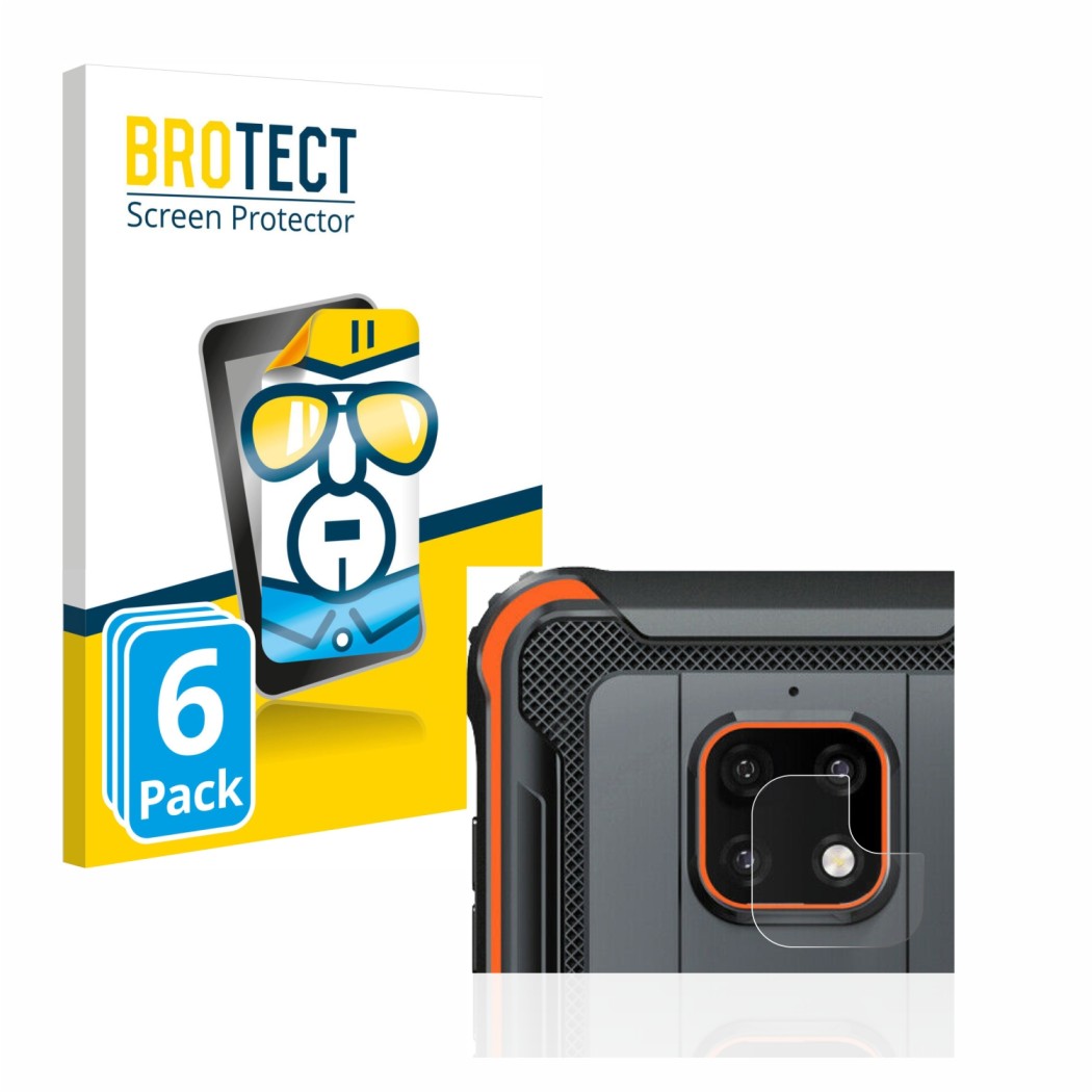 Vorderseite einer Produktverpackung mit dem Markenlogo BROTECT. Daneben ist das Gerät Blackview BV4900 Pro (NUR Kameraschutz)