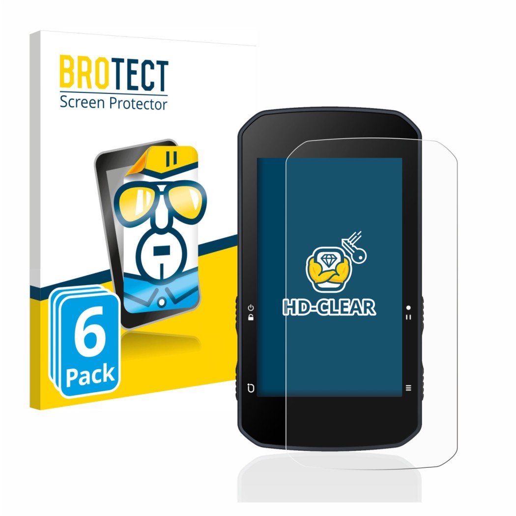 Parte frontale di una confezione del prodotto con il logo del marchio BROTECT. Accanto è raffigurato il dispositivo Bryton Rid