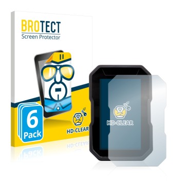 Front side of a product packaging with the brand logo BROTECT. Next to it is the device Ducati DesertX 2022 shown with the cor