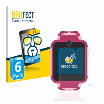 Front side of a product packaging with the brand logo BROTECT. Next to it is the device TCL Movetime Family Watch MT42X shown 