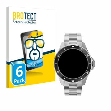 Face avant d’un emballage produit avec le logo de la marque BROTECT. À côté, l’appareil Withings ScanWatch Nova (42 mm) est re