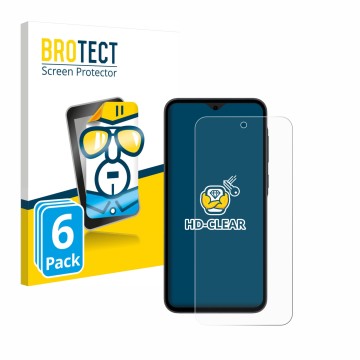 Vorderseite einer Produktverpackung mit dem Markenlogo BROTECT. Daneben ist das Gerät Samsung Galaxy A35 5G mit dem zugehörige