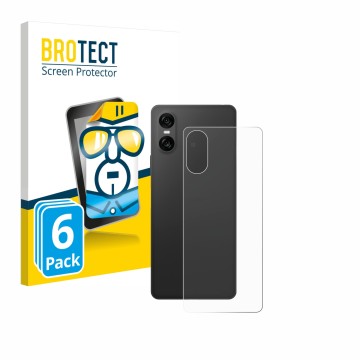 Parte frontal de un envase de producto con el logotipo de la marca BROTECT. Al lado se muestra el dispositivo Sony Xperia 10 V