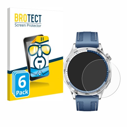 Face avant d’un emballage produit avec le logo de la marque BROTECT. À côté, l’appareil Huawei Watch GT 5 (46 mm) est représen
