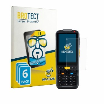 Parte frontale di una confezione del prodotto con il logo del marchio BROTECT. Accanto è raffigurato il dispositivo Newland PT