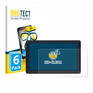 Vorderseite einer Produktverpackung mit dem Markenlogo BROTECT. Daneben ist das Gerät Feelworld FW568 V3 6