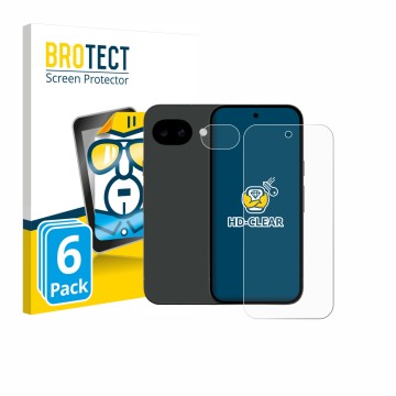 Parte frontale di una confezione del prodotto con il logo del marchio BROTECT. Accanto è raffigurato il dispositivo Google Pix