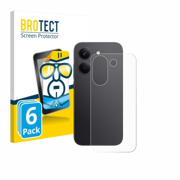 Front side of a product packaging with the brand logo BROTECT. Next to it is the device Xiaomi Poco X8 Pro (Back) shown with t