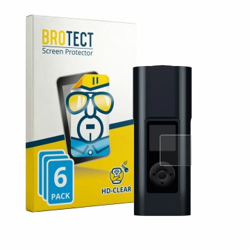 Parte frontal de un envase de producto con el logotipo de la marca BROTECT. Al lado se muestra el dispositivo Arizer Solo 3 V2