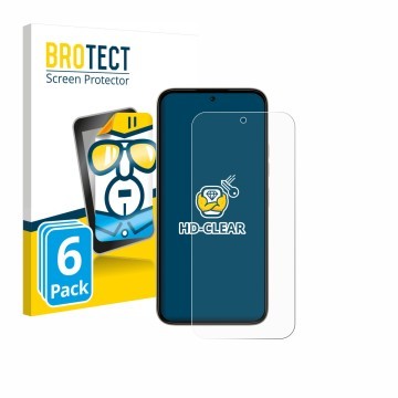 Face avant d’un emballage produit avec le logo de la marque BROTECT. À côté, l’appareil Tecno Spark 50 5G est représenté avec 