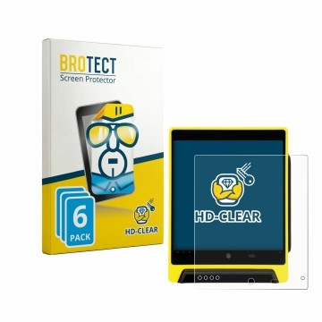 Face avant d’un emballage produit avec le logo de la marque BROTECT. À côté, l’appareil Nayax VPOS Media 4 est représenté avec