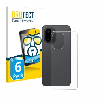 Parte frontal de un envase de producto con el logotipo de la marca BROTECT. Al lado se muestra el dispositivo OnePlus 15R (Tra