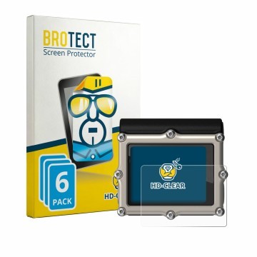 Front side of a product packaging with the brand logo BROTECT. Next to it is the device Shearwater Petrel 3 dive computer show