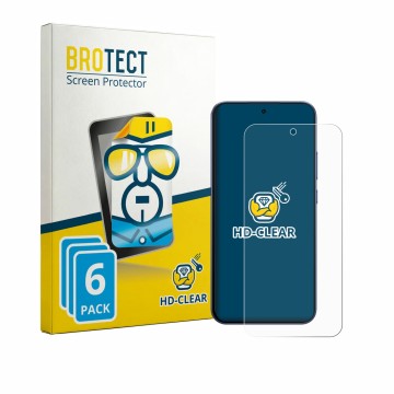 Front side of a product packaging with the brand logo BROTECT. Next to it is the device Oppo F33 Pro shown with the correspond