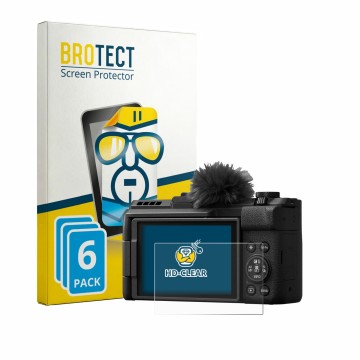 Parte frontal de un envase de producto con el logotipo de la marca BROTECT. Al lado se muestra el dispositivo Canon PowerShot 