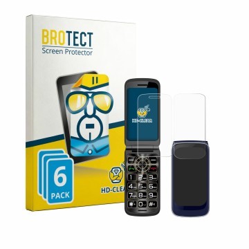 Vorderseite einer Produktverpackung mit dem Markenlogo BROTECT. Daneben ist das Gerät Guwet G739 (Display+Rückseite) mit dem z
