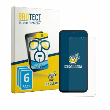 Vorderseite einer Produktverpackung mit dem Markenlogo BROTECT. Daneben ist das Gerät Xiaomi Redmi A7 mit dem zugehörigen Disp