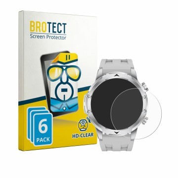 Face avant d’un emballage produit avec le logo de la marque BROTECT. À côté, l’appareil FitVigor Smartwatch 1.53