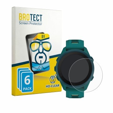 Vorderseite einer Produktverpackung mit dem Markenlogo BROTECT. Daneben ist das Gerät Garmin Forerunner 170 Music mit dem zuge