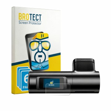 Parte frontal de un envase de producto con el logotipo de la marca BROTECT. Al lado se muestra el dispositivo Azdome M330 Max 