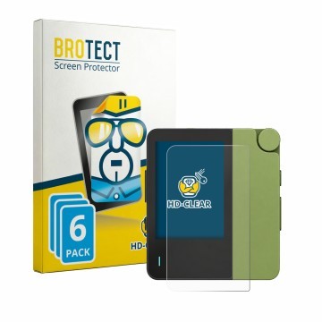Front side of a product packaging with the brand logo BROTECT. Next to it is the device Hiby W4 shown with the corresponding s