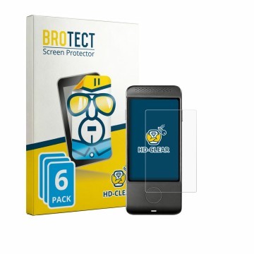 Parte frontal de un envase de producto con el logotipo de la marca BROTECT. Al lado se muestra el dispositivo Vasco Translator