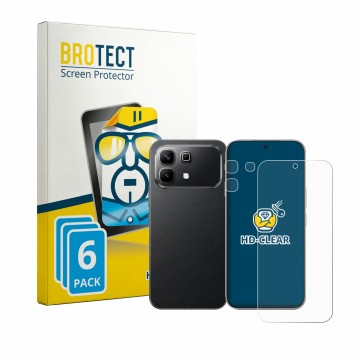 Front side of a product packaging with the brand logo BROTECT. Next to it is the device Infinix Note 60 (Front+Camera) shown w