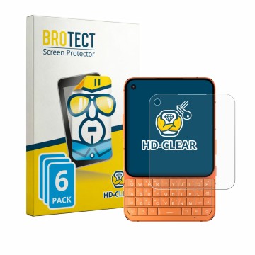 Parte frontale di una confezione del prodotto con il logo del marchio BROTECT. Accanto è raffigurato il dispositivo Unihertz T