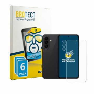 Face avant d’un emballage produit avec le logo de la marque BROTECT. À côté, l’appareil Samsung Galaxy A27 5G (Avant+Caméra) e