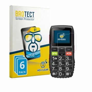 Vorderseite einer Produktverpackung mit dem Markenlogo BROTECT. Daneben ist das Gerät artfone C1 mit dem zugehörigen Displaysc