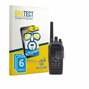 Face avant d’un emballage produit avec le logo de la marque BROTECT. À côté, l’appareil Icom IC-F4400DT est représenté avec la