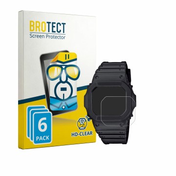 Vorderseite einer Produktverpackung mit dem Markenlogo BROTECT. Daneben ist das Gerät Casio G-Shock GW-M5610U-1CJF mit dem zug