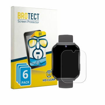 Vorderseite einer Produktverpackung mit dem Markenlogo BROTECT. Daneben ist das Gerät pmstuy Kids Smartwatch 1.83