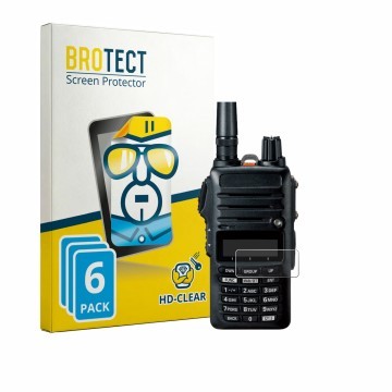 Vorderseite einer Produktverpackung mit dem Markenlogo BROTECT. Daneben ist das Gerät Yaesu FTA-250 mit dem zugehörigen Displa