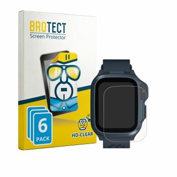 Vorderseite einer Produktverpackung mit dem Markenlogo BROTECT. Daneben ist das Gerät Myfirst Fone S4 mit dem zugehörigen Disp