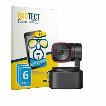 Vorderseite einer Produktverpackung mit dem Markenlogo BROTECT. Daneben ist das Gerät OBSBOT Tiny 2 Lite mit dem zugehörigen D