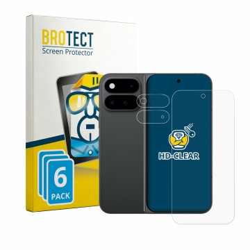 Front side of a product packaging with the brand logo BROTECT. Next to it is the device Google Pixel 11 Pro Fold (Front+Camera
