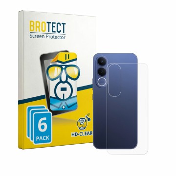 Parte frontal de un envase de producto con el logotipo de la marca BROTECT. Al lado se muestra el dispositivo Vivo V70 FE (Tra