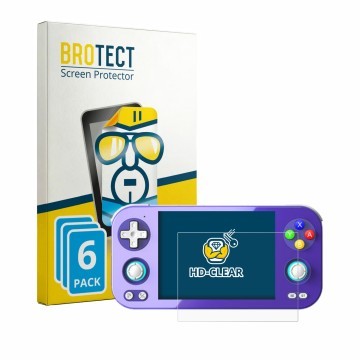 Front side of a product packaging with the brand logo BROTECT. Next to it is the device Anbernic RG 476H shown with the corres