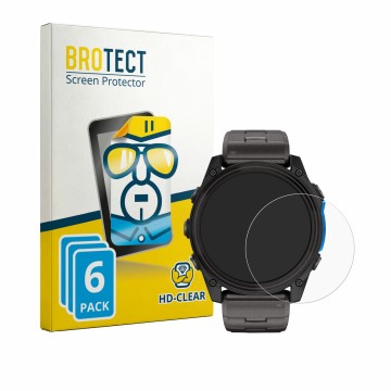 Vorderseite einer Produktverpackung mit dem Markenlogo BROTECT. Daneben ist das Gerät Garmin D2 Mach 2 (51 mm) mit dem zugehör
