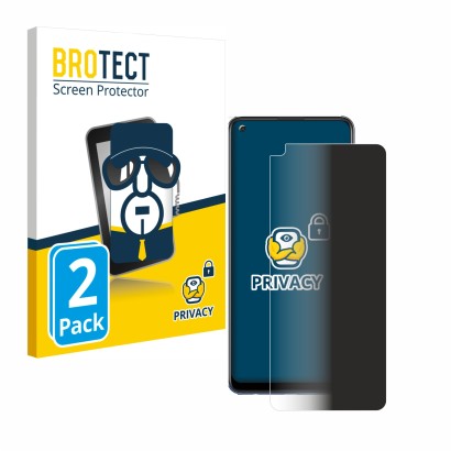 Parte frontale di una confezione del prodotto con il logo del marchio BROTECT. Accanto è raffigurato il dispositivo Oppo A74 c