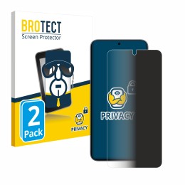 Parte frontal de un envase de producto con el logotipo de la marca BROTECT. Al lado se muestra el dispositivo Samsung Galaxy S
