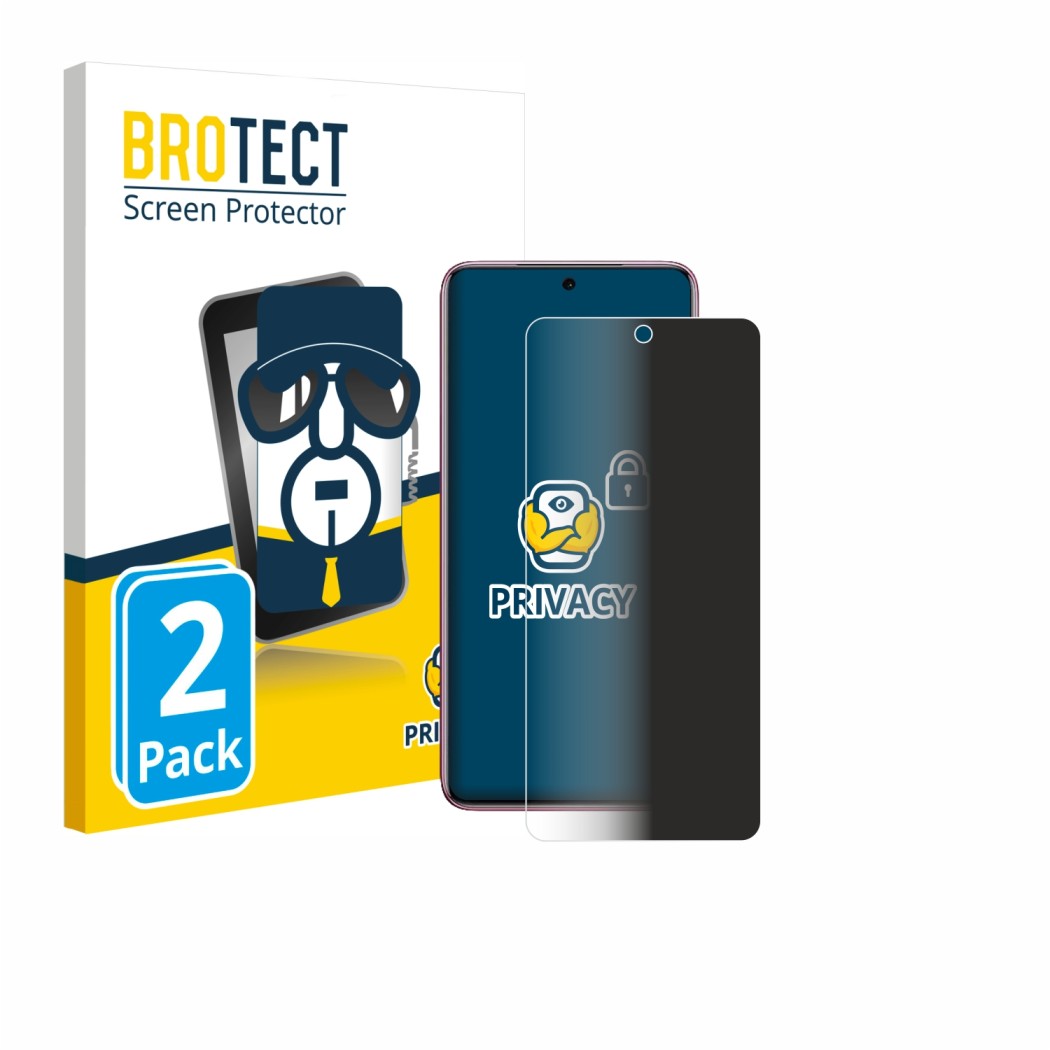 Front side of a product packaging with the brand logo BROTECT. Next to it is the device Vivo V60e 5G shown with the correspond