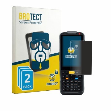 Parte frontale di una confezione del prodotto con il logo del marchio BROTECT. Accanto è raffigurato il dispositivo Newland PT