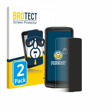 Face avant d’un emballage produit avec le logo de la marque BROTECT. À côté, l’appareil Crosscall Core M6 est représenté avec 