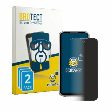 Parte frontal de un envase de producto con el logotipo de la marca BROTECT. Al lado se muestra el dispositivo Doogee Blade 20 