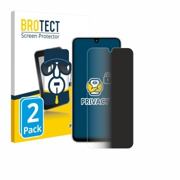 Parte frontale di una confezione del prodotto con il logo del marchio BROTECT. Accanto è raffigurato il dispositivo Samsung Ga