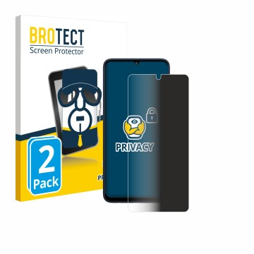 Face avant d’un emballage produit avec le logo de la marque BROTECT. À côté, l’appareil Samsung Galaxy F05 est représenté avec
