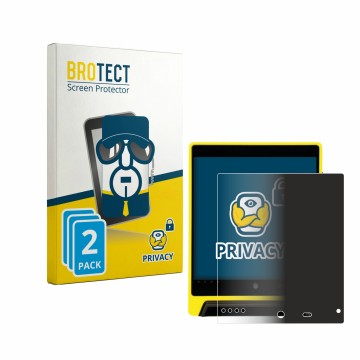 Vorderseite einer Produktverpackung mit dem Markenlogo BROTECT. Daneben ist das Gerät Nayax VPOS Media 4 mit dem zugehörigen D